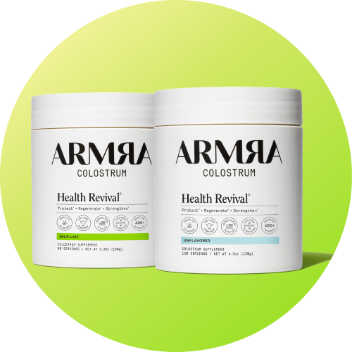 ARMRA Colostrum Transformer Bundle with multiple supplement jars